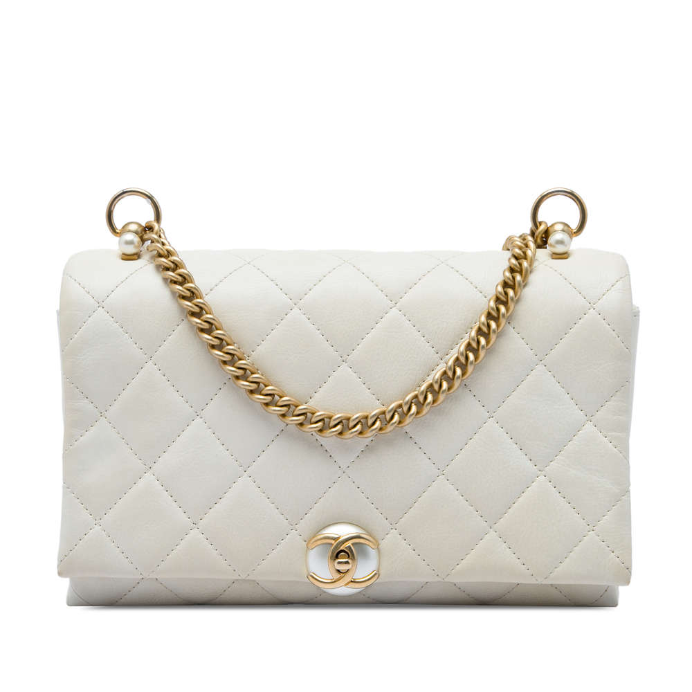 Pre-Loved Chanel Small Quilted Calfskin Pearl CC Accordion Flap